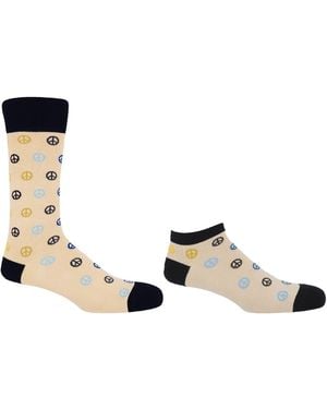 Peper Harow - Made in England Neutrals Peace Luxury Crew & Trainer Socks Bundle - Natural