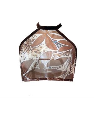 Carol Coelho Limited Edition Terraforma Sparkle Stretch Mesh Bralette - Brown