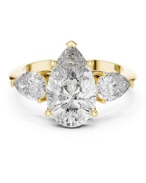 Aya Fine Jewelry 4.00 Ct Pear Lab Grown Diamond Three Stone Engagement Ring - White