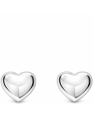 Unaloe Sterling Heart Stud Earrings – Small Elegant Shiny Perfect Gift Idea – Jewelry For - Metallic