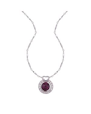 Modenaire Amethyst Round Heart Accent Pendant Necklace - Metallic