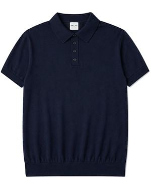Salts Cashmere Short Sleeved Polo Shirt - Blue