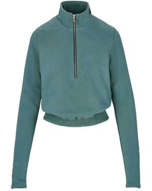 Mandragora Cotton Sweatshirt With A Zip-Up Stand-Up Collar - Green