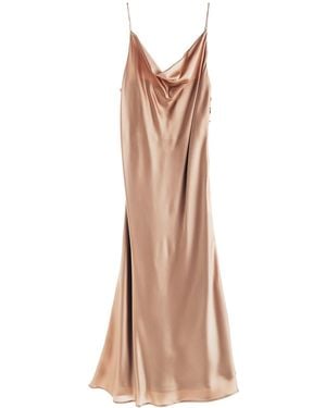 MIONÈ Midi Silk Slip Dress - Brown
