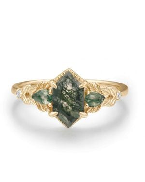 Azura Jewelry New York Gardenia Moss Agate Ring Vermeil - Green