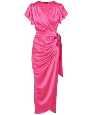 concept A trois Wrap Cocktail Long Dress - Pink
