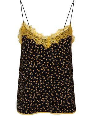 2KStyle Birke Corded Lace-Trimmed Floral-Print Camisole - Black