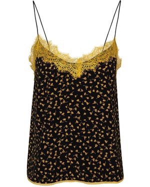 2KStyle Birke Corded Lace-Trimmed Floral-Print Camisole - Black
