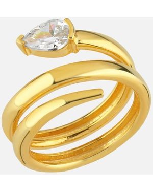 LINYA JEWELLERY Drop Stone Snake Ring - Metallic
