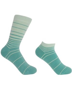 Peper Harow - Made in England Retro Stripe Luxury Crew & Trainer Socks Bundle - Green