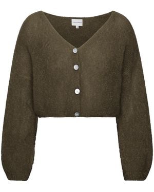 American Dreams Neutrals Cornelia Cropped Cardigan Dark Taupe - Green