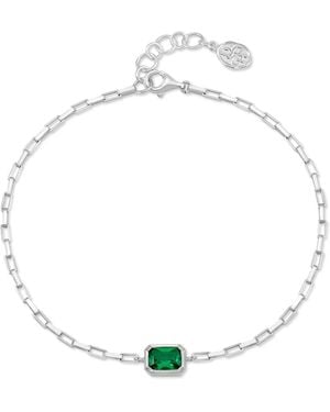 Dower & Hall Garnet Octagon Humbug Paperclip Bracelet - Metallic