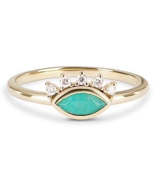 Zohreh V. Jewellery Amazonite & Lab Grown Diamond Eye Ring 9K - White
