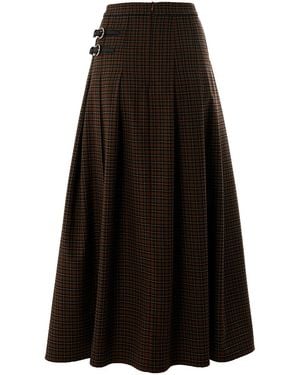 Exquise Zayla Checked Midi Skirt - Black