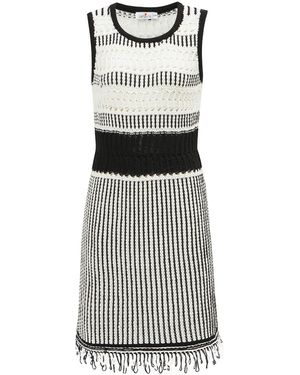 Peraluna Kiyo Sleeveless Above-Knee Tasseled Open Work Summer Knit Dress - Gray