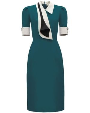 Julia Allert Formal Fitted Dress With Collar - Green