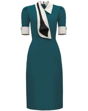 Julia Allert Formal Fitted Dress With Collar - Green
