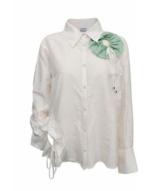 Shinaraa Floral Appliqué Button-Down Shirt - Grey