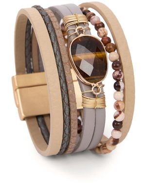 Saachi Hollis Beaded Leather Bracelet - Brown
