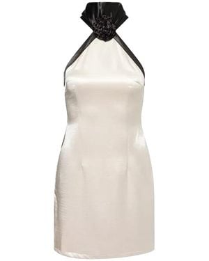 Amy Lynn Neutrals Rosella Satin Halterneck Mini Dress - Natural