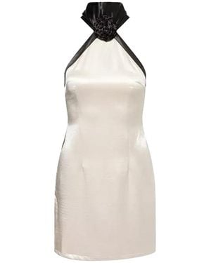 Amy Lynn Neutrals Rosella Satin Halterneck Mini Dress - Natural