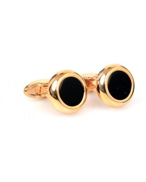 DAVID WEJ Circle With Onyx Cufflink – - Black
