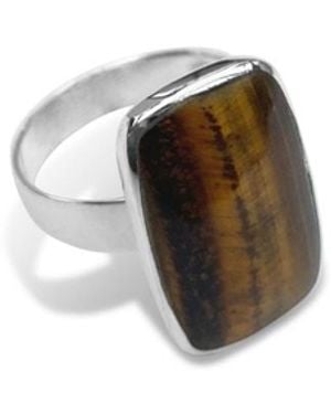 FV Jewellery La Stèle Tiger's Eye Rectangle Ring - Multicolour
