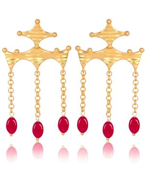 Lila Rasa Ruby Bead Drop Earrings - White