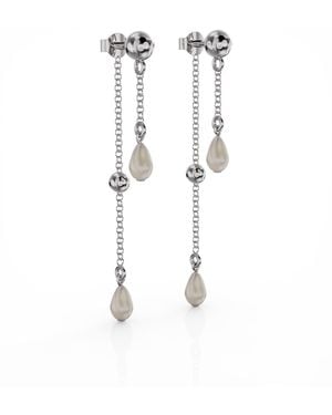 Linda Fiore Ava Double Pearl Earring - White