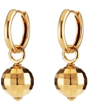 Scream Pretty Disco Ball Charm Hoop Earrings - Metallic