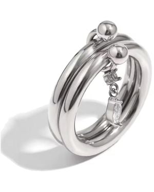 Olivia Le Stacked Jewel Ring - Metallic