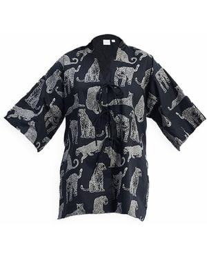 REISTOR Oversized Shirt With Front-Ties - Blue