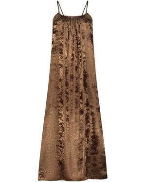 DHARA SHETH DUBAI Shadow Of Sequin Shimmer Spaghetti Strap Maxi Dress - Brown