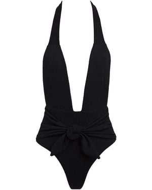 Montce Rib Tropez Tie-Up One-Piece - Black
