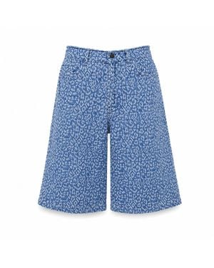 mysimplicated Leopard Denim Bermuda Shorts W - Blue