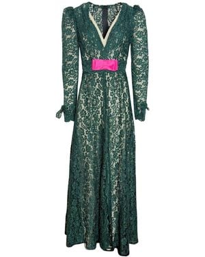 Couture to Your Door Dark Sheer Lace Gothic Maxi Dress - Green