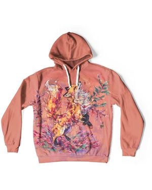 Aloha From Deer Fox Oversize Hoodie - Pink