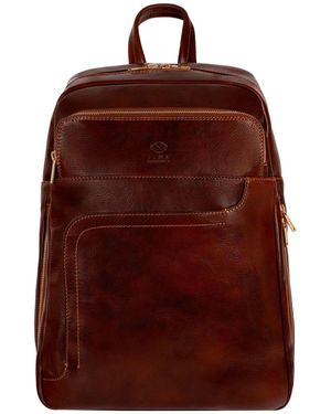 Time Resistance Large Leather Backpack - Red