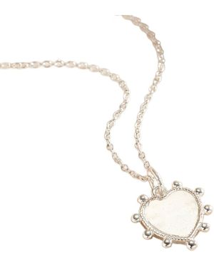 Posh Totty Designs Sterling Beaded Heart Charm Necklace - Metallic