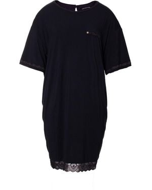 Pretty You London Bamboo Lace Tee Dress - Black