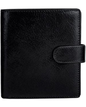 Time Resistance Leather Bifold Wallet With A Snap Closure - Black