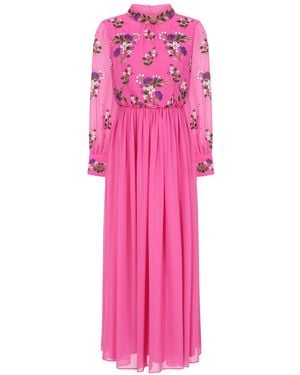 Frock and Frill Freya Floral Embroidered Midaxi Dress - Pink