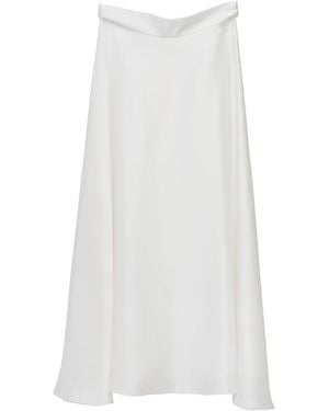 MIONÈ Fluttering Silk Midi Skirt - White
