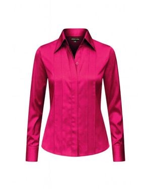 Madison / Savile Wild Aster Regent Pleated Satin French Cuff Shirt - Pink