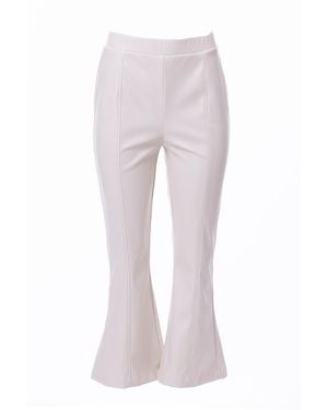 Carloslines Neutrals Pu Leather Skinny Flare Pant - Purple