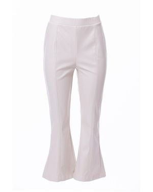 Carloslines Neutrals Pu Leather Skinny Flare Pant - Purple