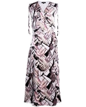 Smart and Joy Geometrical Print Midi Wrap Dress - Multicolour