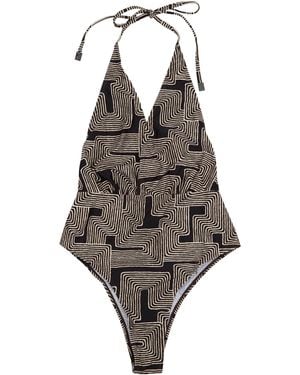 lords of harlech Xena Inter Twine Halter One-Piece Swimsuit - Brown