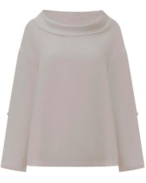 James Lakeland Neutrals Cowl Neck Linen Taupe Top - Multicolour
