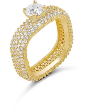 SHYMI Pave Statement Ring With Centre Stone - Metallic